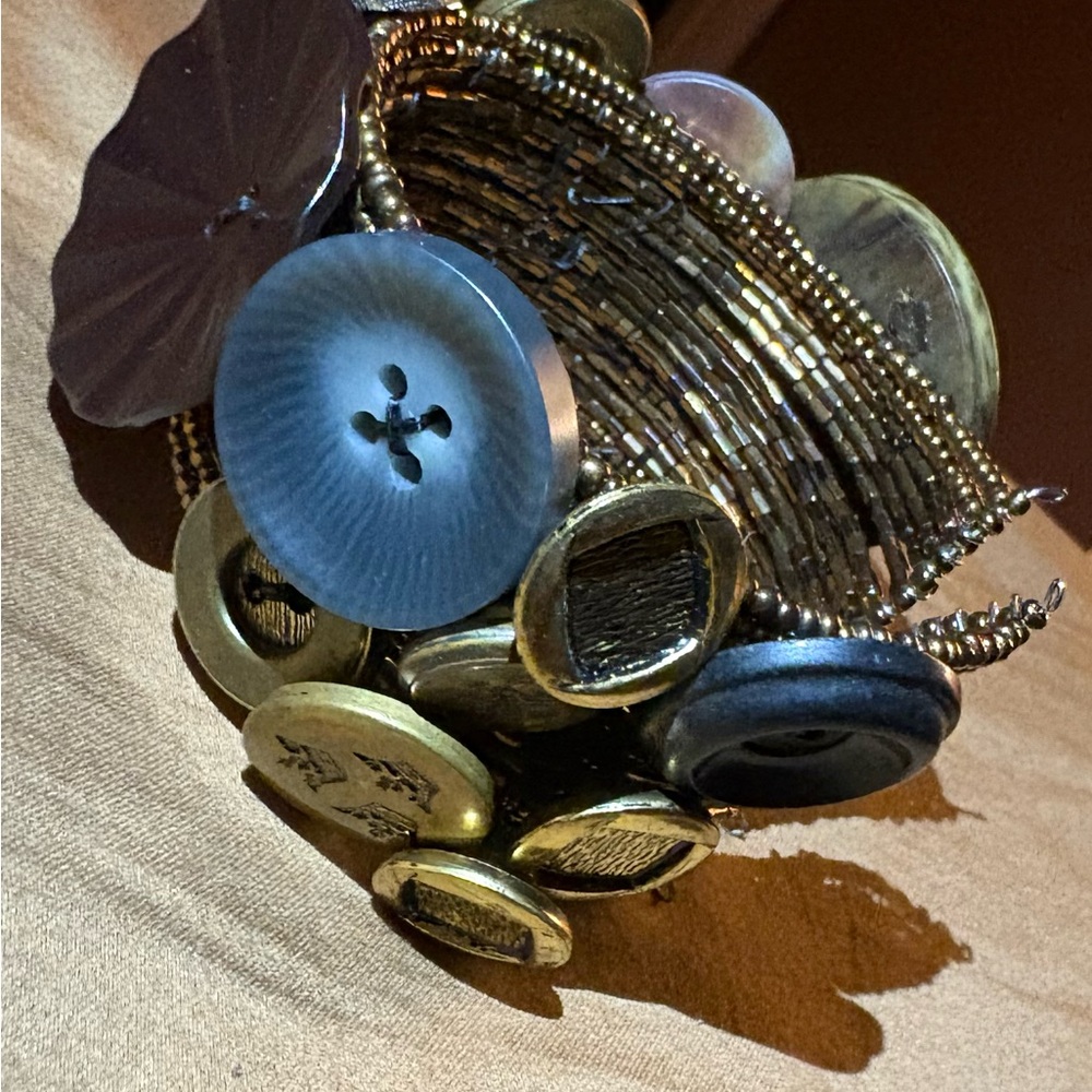 Upcycled Vintage Button Statement Bracelet Wearab… - image 2